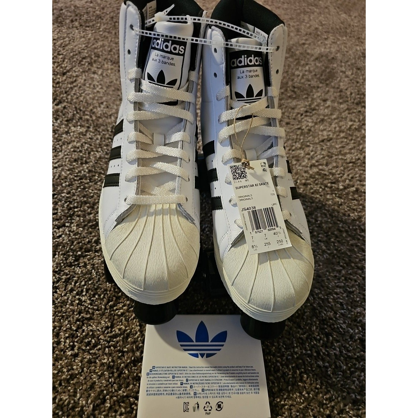 Adidas Superstar 82 Skate White Black Brand Womens Size 85 New